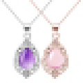 Women′s Popular Sterling Silver Natural Amethyst Pendant Necklace with Chain